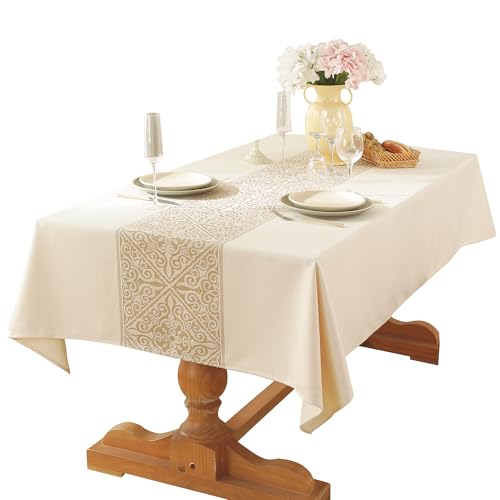 Linen Tablecloths for Rectangle Tables,6 FT Table Cloth Advanced Waterproofing Technology for Dinningroom,Farmhouse