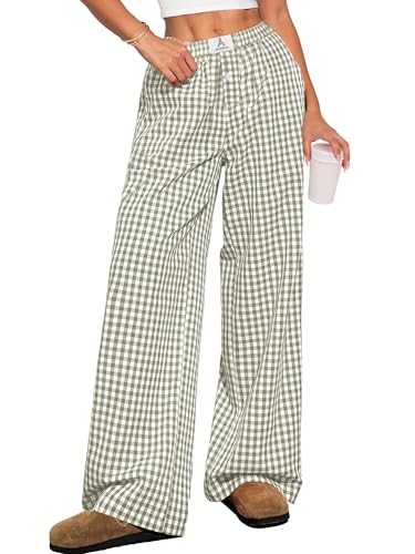 Image of ANRABESS Womens Gingham Striped Boxer Pants