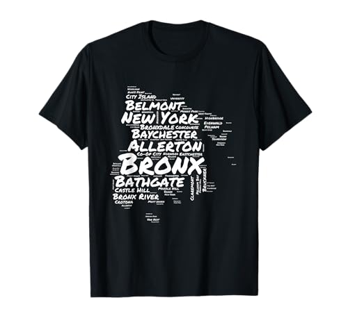 Boogie Down Bronx Neighborhoods Word Cloud Bronx New York T-Shirt Small