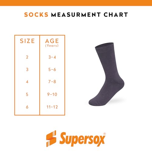 Image of Supersox Regular Length School Uniform Socks for Kids | Breathable Cotton | Anti-Odour & Moisture Absorbent | Durable Welt for All-Day Comfort | Grey Colour | Pack of 5