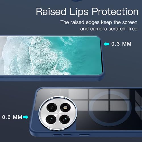Image of KARWAN Translucent Hybrid Back Case Cover Compatible with Oneplus 13R Shockproof Case with Camera Protection, N52 Magnet Cover Case with Magnetic MagEaze Wireless Charging Cover (Blue)