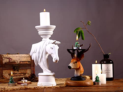 Blltllw White Resin Animal Candle Holder Horse Head Candle Holder Animal Statue Home Decoration - For Wedding Party Dining Room Bathroom #TOP5