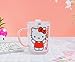 Hello Kitty Sanrio Red Outfit Glass Mug With Lid | Large Coffee Cup For Tea, Beverages | Holds 14 Ounces
