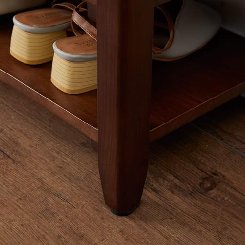 Image of Streem Solid Wood 2 Tier Shoe Rack, Shoe Storage Organizer for Front Door Entrance, Entryway, End of Bed Bench for Entry, Bedroom, Closet, Living Room, Hallway (100 CM), Brown