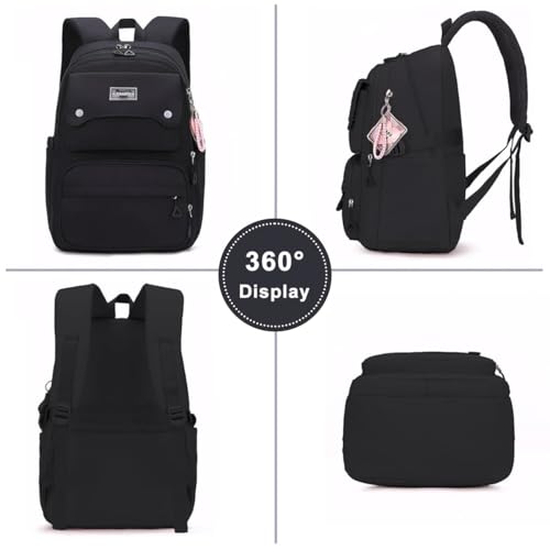 Image of PALAY Backpack for Women Large Capacity 26L School Women Backpack Breathable Shoulder Strap Design Travel Backpack Fashion Black Nylon College Bags for Women
