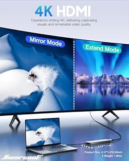 Hiearcool USB C Hub for MacBook – 7-in-1 USBC Adapter with 4K HDMI, 100W PD, USB 3.0 5Gbps Ports, SD/TF Card Reader – USB-C Dongle for Office, Meetings, Travel & Home Setup-Space Grey