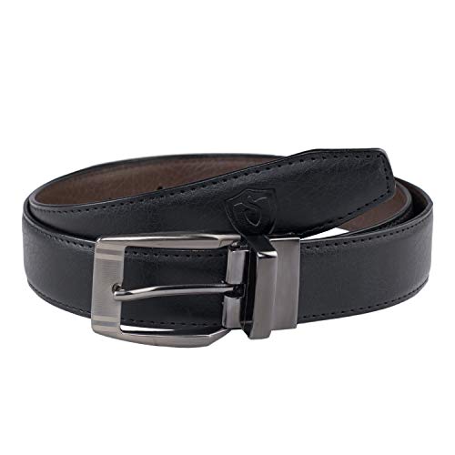 Image of Keviv PU-Leather Formal, Casual & Reversible Belts For Men (Black /Brown) (GB-)