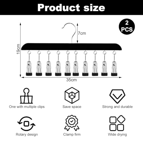 GmeDhc 2 Stück Sockentrockner Wäscheständer aus Holz, Winddicht Trockengestell mit 10 Clips für Socken, für Socken, Unterwäsche, Mütze, Schal, Handtücher, Schuheinlagen – Bild 2