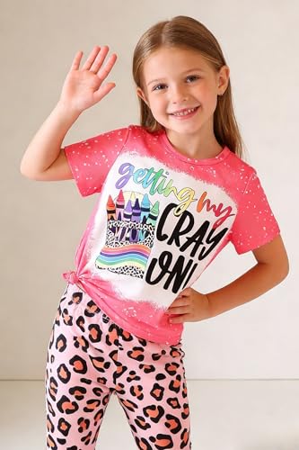 Image of Ayzozuy Kids Toddler Girl Clothes Letter Print Graphic Top + Leopard Print Flare Leg Pants 2PC Summer Clothing Set