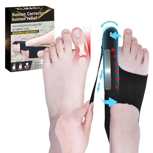 2 Piece Bunion Corrector for Women and Men, Side Adjustable Removable Design, Big Toe Straightener for Bunion Relief, Adjustable Day/Night Support (M)