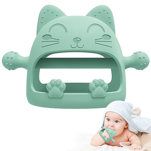 Image of Baby Teething Toys for Babies 0-6 Months,Baby Teether Chew Toys for Teething Relief,Silicone Teething Mitt,Baby Toys 6 to 12 Months,Ideal Baby Shower Gifts for New Moms & Newborn(Cartoon Cat)