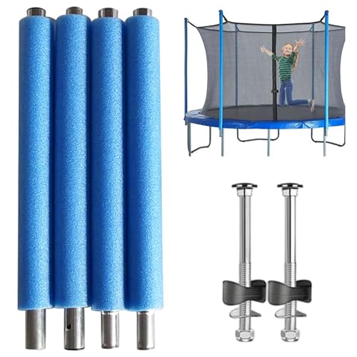 Poteaux de trampoline bleu pour sécuriser les après-midis de jeux