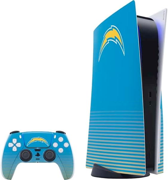 Skinit Decal Gaming Skin Compatible with PS5 Bundle - Officially Licensed NFL Los Angeles Chargers Black & White Design