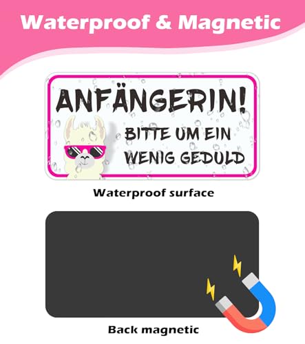 TAKONE Aufkleber Fahranfänger Für Auto – 2-teiliges Magnetschild Set (Hamster & Alpaka) 20x10cm, Reflektierendes PET-Material, Lustiges Design, Wetterfest, Wiederverwendbar, Geschenkidee Führerschein