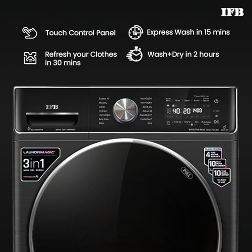 Image of IFB 10 Kg /7 Kg /3 Kg 3-in-1, AI Powered, Fully Automatic Washer Dryer Refresher (IFB Laundrimagic, EXECUTIVE PLUS ZXB, 9 Swirl Wash, Eco Inverter Technology, Black VCM)