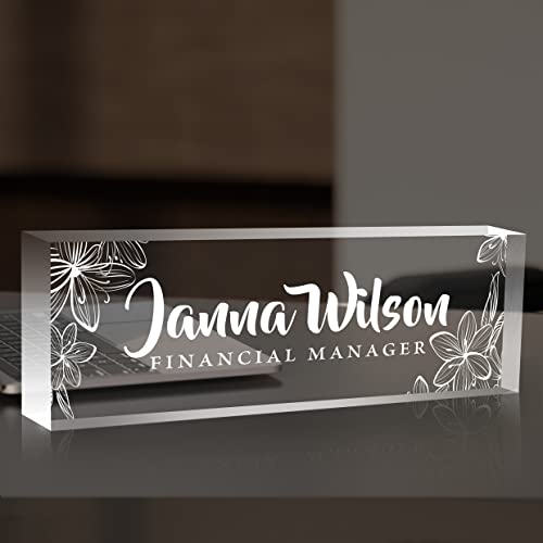 Personalized Desk Name Plate with Flower Design