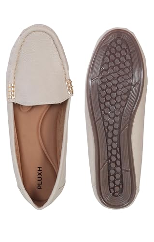 Image of Pluxh Women Ballet Flats | Slip-On Casual & Formal Shoes | Elegant Metal Accent Design, Soft Cushioned Insole with Flexible Anti-Slip Sole | Office Wear, Daily Use & Travel Footwear
