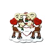 Denise Gifts Personalized Couple Christmas Ornament 2021 - Kissing Reindeer Couple Christmas Tree Ornament - Customized Handwritten Keepsake-Gifts for Couples-Free Personalization