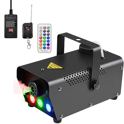 Máquina de humo con luces LED coloridas, 500W, control inalámbrico y cableado, para fiestas y eventos