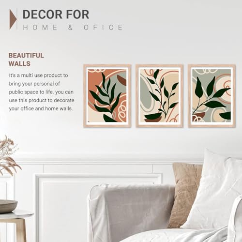 Image of kotart Nature Modern Framed Wall Art for Decoration - Boho Wall Art for Living Room, Bedroom - Big Size Painting Set of 3 (Art 6, 13x17 inch)