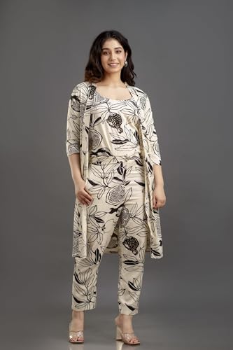 Image of Women's Printed Nightsuit Pajama with Top with Long Gown Lightweight Soft & Comfy Sleepwear for Girls & Women