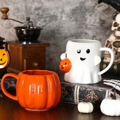 Set 2 Mugs Cerámica Halloween 14 oz Calabaza y Fantasma miniatura 3