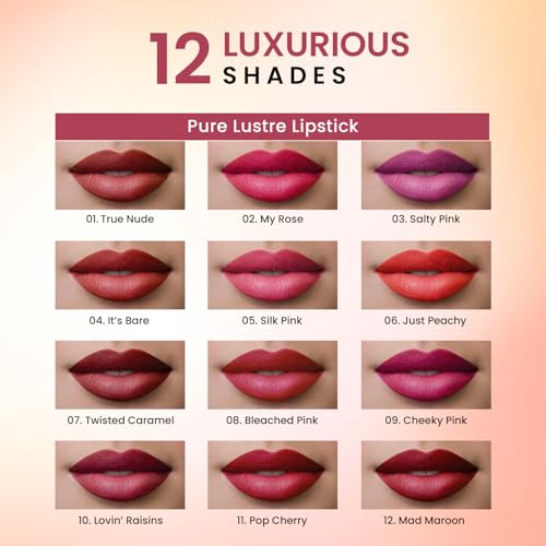 Image of Swiss Beauty Pure Lustre Lipstick | High Shine Finish | Smooth Glide | With Olive Oil & Vitamin E | Hydrating | Shade- Cheeky Pink, 3.8gm