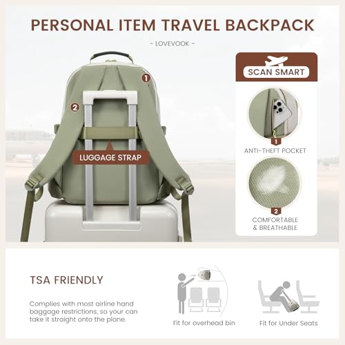 Image of LOVEVOOK Laptop Backpack for Women with Pouch Pocket for Large Capacity Cup,15.6 Inch Teacher Nurse College Work Backpack Purse,Waterproof Laptop Bag Computer Back Pack for Travel, Beige-Green-Black