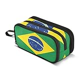 Estuche de lápiz de la bandera de Brasil de gran capacidad, con cremallera, bolsa de lápices, bolsa de maquillaje, bolsas de viaje para niña, niño, oficina de negocios