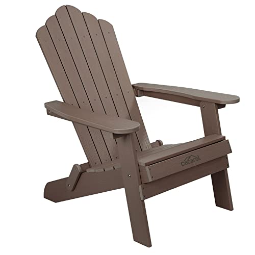 Cecarol Folding Adirondack Chair, Weather Resistant Poly Lumber Patio Chair, Lawn Chair, Outdoor Adirondack Chair For Fire Pit, Deck Garden,Backyard Deck, Coffee-Tfc4 #TOP14