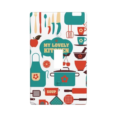Kitchen Icons Set Of Tools Pc Decorative Wall Panel, A Medium-Sized Non Breakable Thermoplastic Panel Cover Used For Decorating Socket Switches