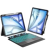 【2025年新登場】ipad air 13インチ ケース キーボード (M3 2025,M2 2024) 横/縦置き タッチパッド付き ipad pro 12.9 キーボード 第3/4/5/6世代対応 iPad Pro 12.9インチ ケース 分離式 マルチペアリング マ軽量 薄型 多角度調整 全面保護 pencil収納 バックライト付き USB-C充電 ブラック