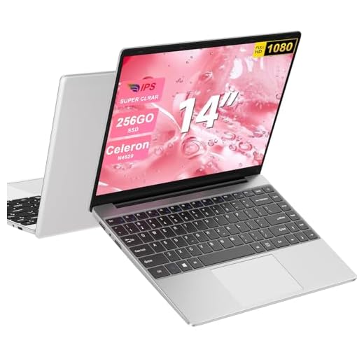 bvate Ordinateur Portable,256Go Soutien Extension SSD 1To 14" Win11 Celeron N4020 2.4G+5G WiFi Mini HDMI & AZERTY Membrane du Clavier-Argent