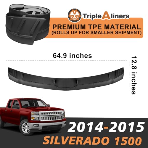 Image of TripleAliners Hood Bug Deflector Protector for 2014-15 Chevy Silverado 1500 | Hood Protector, Bug Deflector Shield Replacement, Flexible TPE Material, Easy to Install, Upgraded adhesion