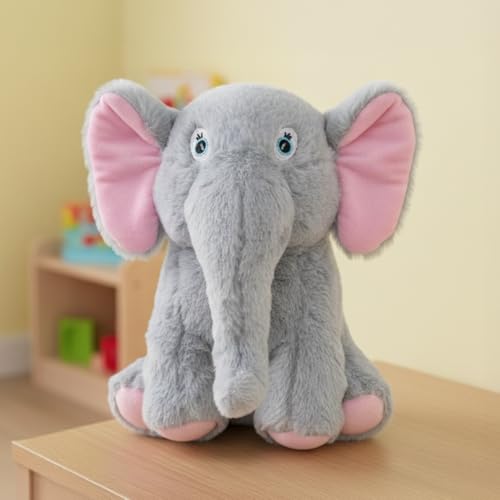 Image of Mirada Elephant Soft Plush Toy | Grey Stuffed Animal for Kids, Boys & Girls | Cute Soft Toys for Kids, Stuffed Animals, Animal Soft Toys, Cuddle Toy, Baby Gift, Birthday Gift, Room Decor Plush | 22cm