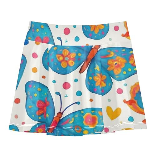 Girls' Shorts Athletic Skorts Tennis Skirts for Kids Rainbow Pleated Skort Colorful Butterfly Floral Geometric 3t