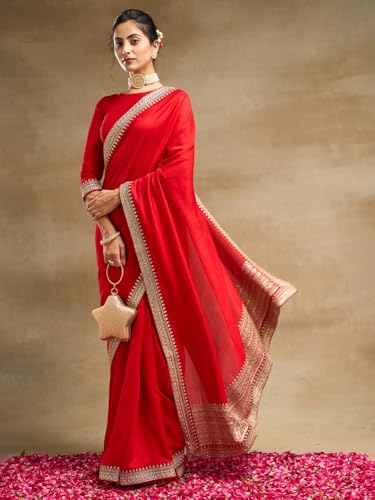 Kasee red silk navratri saree – image 3