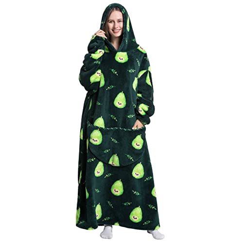 ANGGREK Übergroße Hoodie Flanell Decke Kapuzenpullover Warmes Blanket Einheitsgröße Oversized Sweatshirt mit Tasche,Kleine Birne Cover