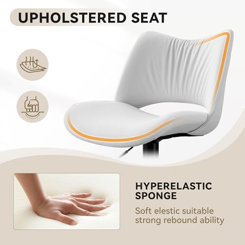 Rowill Set de 2 Butacos de Barra Modernos con Altura Ajustable y Giro 360°, Asiento de Cuero Sintético Blanco miniatura 3