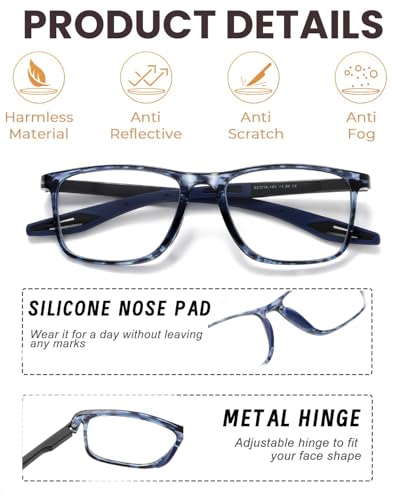 Image of TR90 Blue Light Blocking Reading Glasses with Adjustable Hinges, Cheaters | Flexible TR90 frame, Sports Style, Digital Screen Reading, Computer Office Work, Gaming, Daily Casual Wear