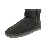 OOG Damen echtes Leder Boots Schlupfstiefel Schneestiefel Outdoor Winterschuhe Warme Gefüttert Winter Boots mit Schleife Bling Bling Strass Dekosteine (58541 Grey, Numeric_38)