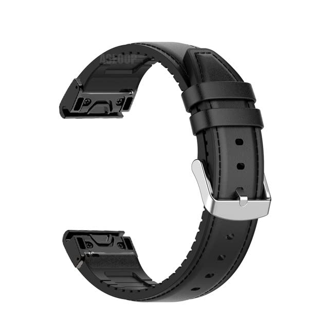 Bracelet de rechange 22mm pour Garmin Fenix 5 et 6 Pro en cuir véritable et silicone agate