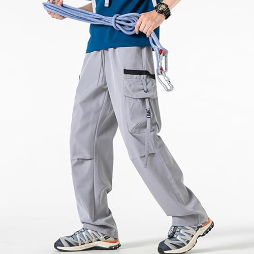 XYXIONGMAO Men's Techwear Cargo Pants Hip Hop Loose Multi Pocket Grey Streetwear Sweatpants Baggy Casual Tactical Pants3