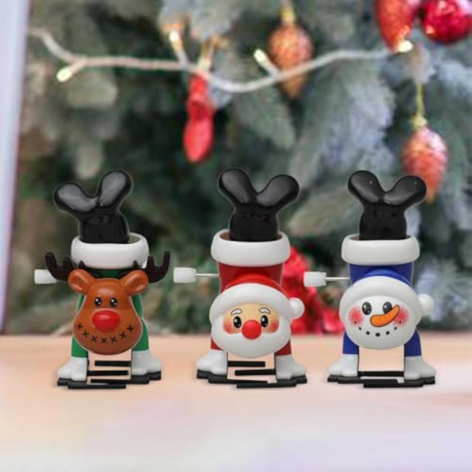 3Pcs Christmas Wind-Up Toys, Jumping Clockwork Fun