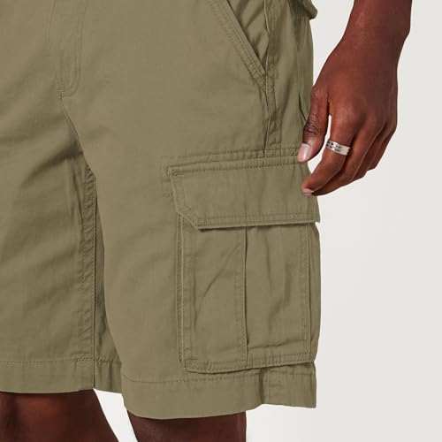 Image of Amazon Essentials Men's 10 inch Classic-Fit Cotton Cargo Shorts with Pockets, Zip Fly, Button Waist (Available in Big & Tall)