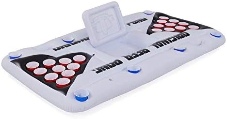 Inflatable Beer Pong Table Top with Built in Cooler for Pool and Beach, Standard 3ft x 6ft Size, Floating Pool Party Game and Lounge