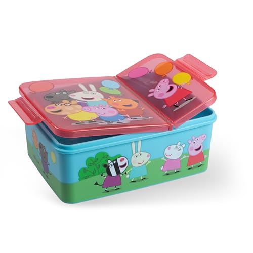 p:os Peppa Pig Fiambrera infantil con compartimentos, caja bento a prueba de fugas, para guardería y escuela, para niñas y niños, color azul