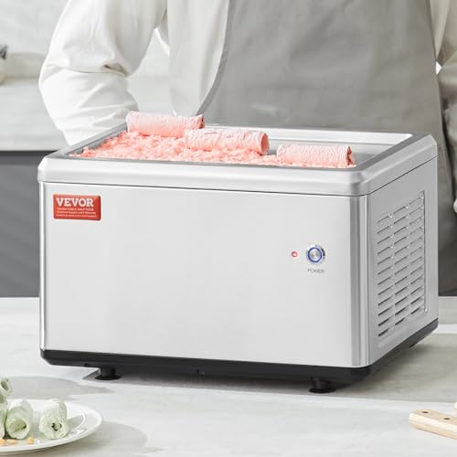 VEVOR Fried Ice Cream Machine, 12.6" x 8.5" 120W Stir-Fried Ice Cream Roll Maker with Compressor and 2 Scrapers, for Making Dessert Rolls, Frozen Yogurt by VEVOR - Image 8