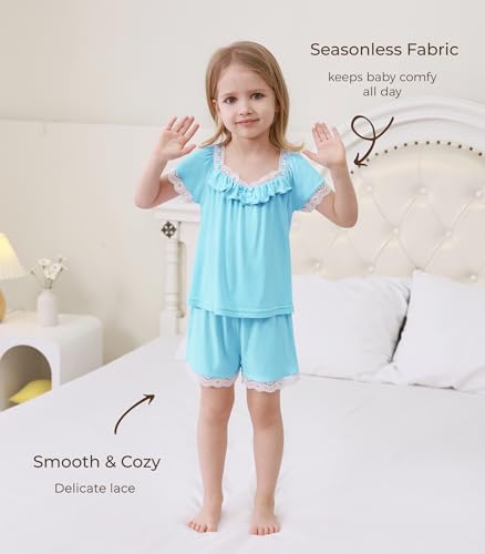 Image of Baby Girls Outfits Sets Summer Tee and Shorts Toddler 2-Piece Set for Kids Cooling Clothes,Viscose Made from Bamboo