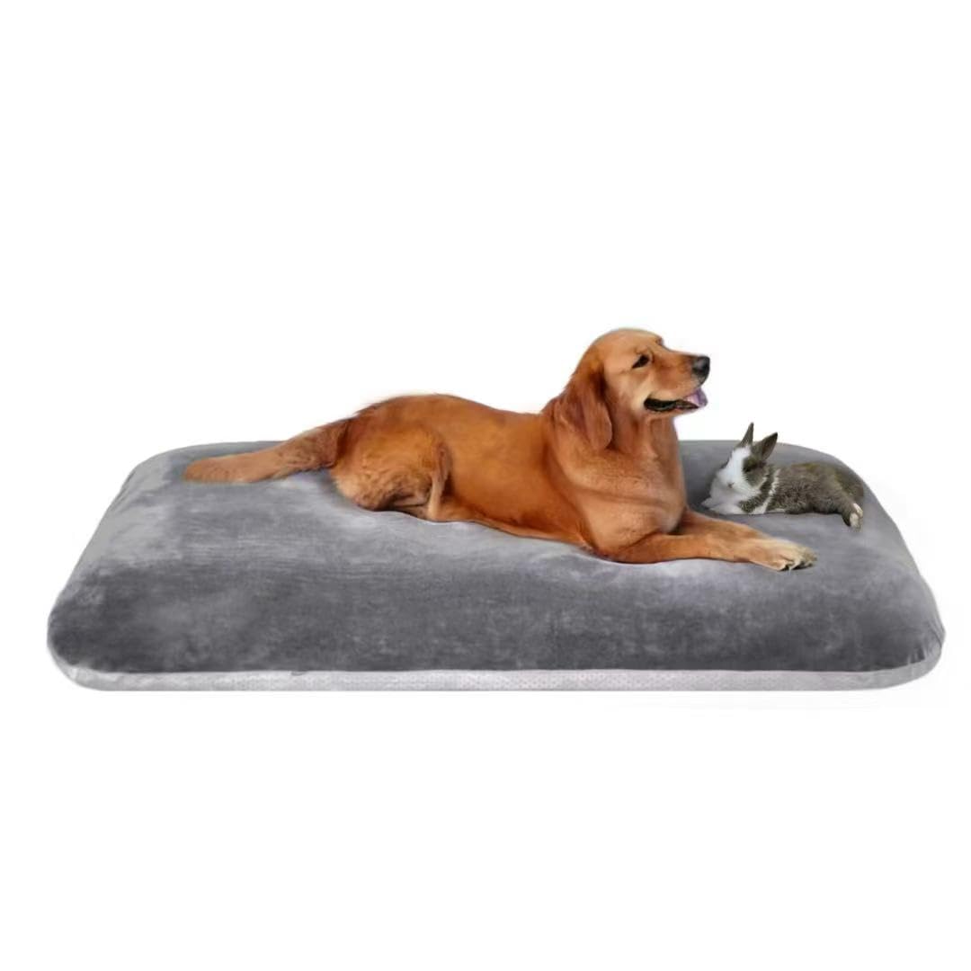 Extra Large Dog Bed Orthopedic Pet Beds 47 Inch Jumbo Crate Pad Mat Washable Anti Slip Dog Sleeping Mattress with Removable Cover,Fleece, Light Grey XL